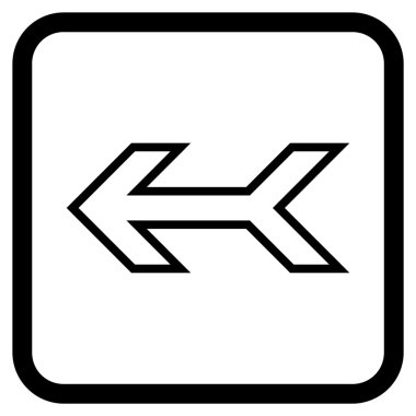 Ok sol vektör simgesi bir çerçeve içinde