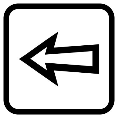 Ok sol vektör simgesi bir çerçeve içinde