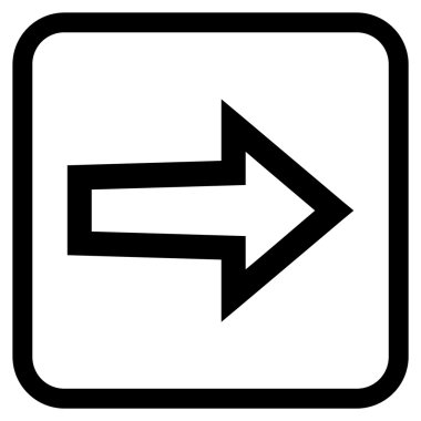 Ok sağ vektör simgesi bir çerçeve içinde