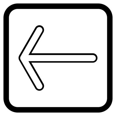 Ok sol vektör simgesi bir çerçeve içinde