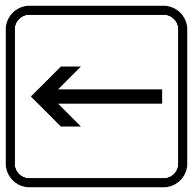 Ok sol vektör simgesi bir çerçeve içinde