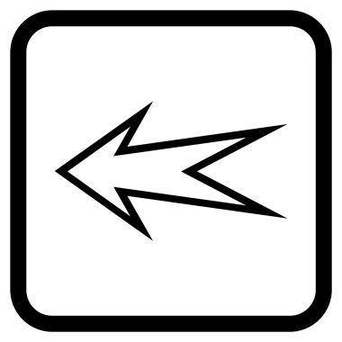 Ok sol vektör simgesi bir çerçeve içinde