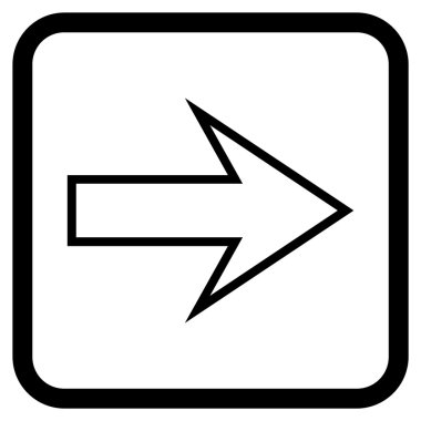 Ok sağ vektör simgesi bir çerçeve içinde