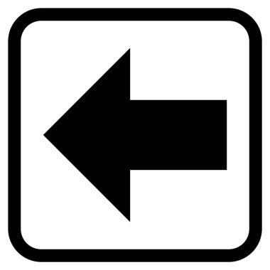 Ok sol vektör simgesi bir çerçeve içinde