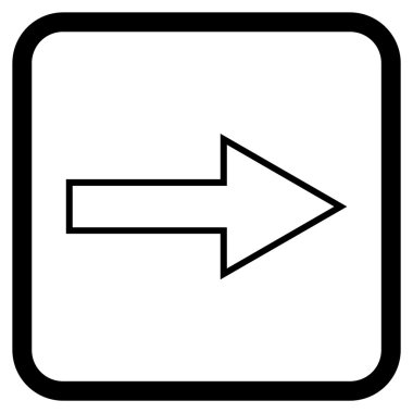 Ok sağ vektör simgesi bir çerçeve içinde