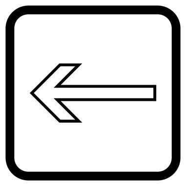 Ok sol vektör simgesi bir çerçeve içinde