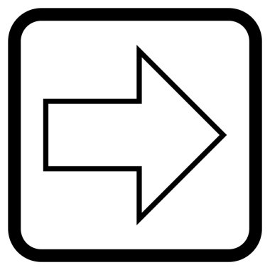 Ok sağ vektör simgesi bir çerçeve içinde