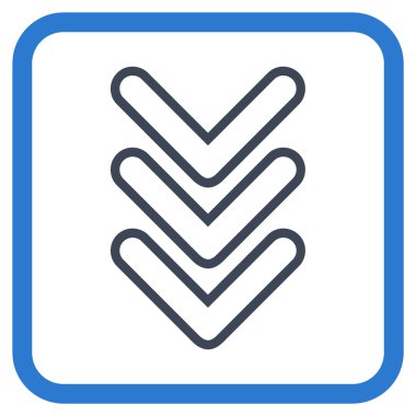 İşaretçi vektör simgesi bir çerçeve içinde aşağı üçlü