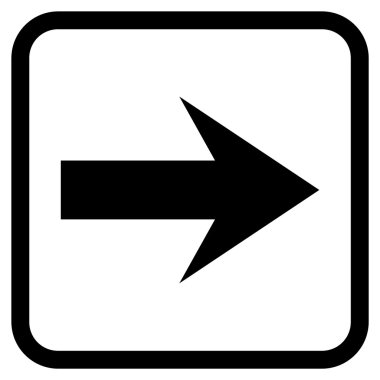 Ok sağ vektör simgesi bir çerçeve içinde