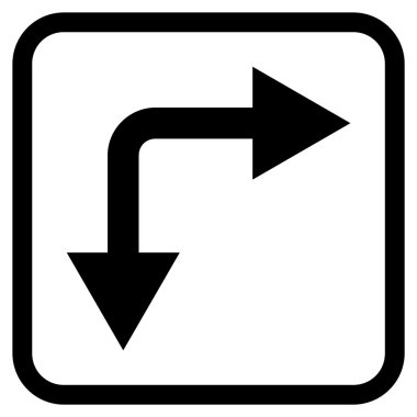 Vektör simgesi bir çerçeve içinde aşağı doğru çatallanma ok