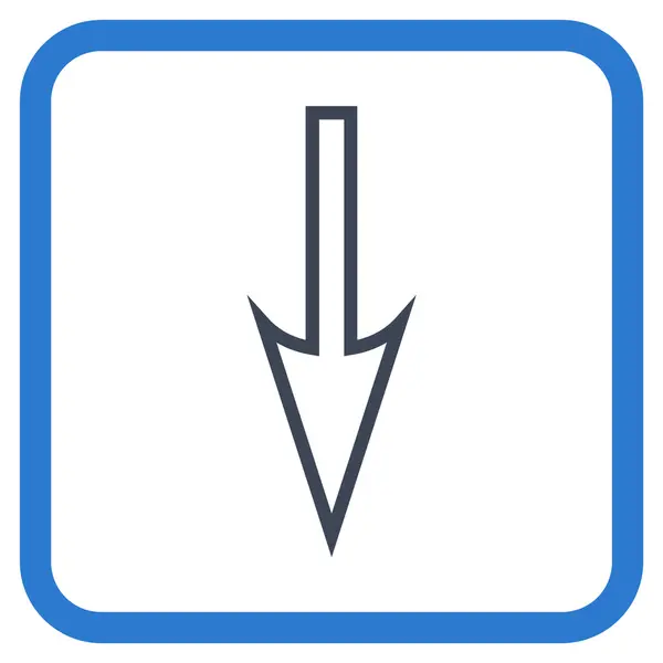 鋭い下向きベクトル アイコンをフレーム内 — ストックベクタ