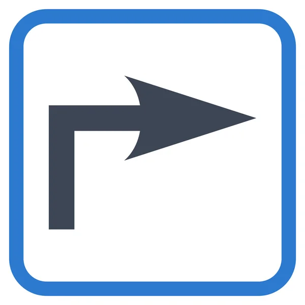 Skręć w prawo wektor ikona w ramce — Wektor stockowy