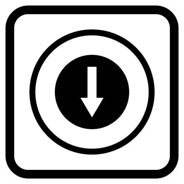 Ícone de vetor de seta arredondado para baixo em um quadro — Vetor de Stock