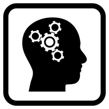 Beyin mekanik vektör simgesi bir çerçeve içinde