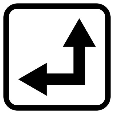 Vektör simgesi bir çerçeve içinde yukarı sol çatallanma ok