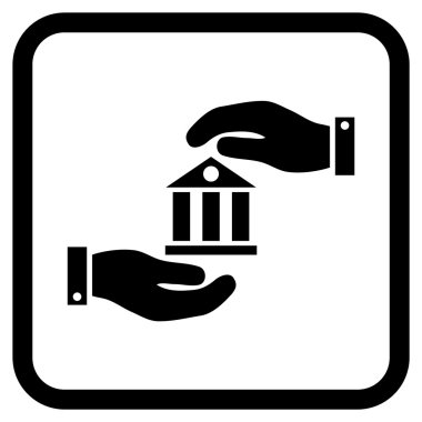 Banka hizmet vektör simgesi bir çerçeve içinde