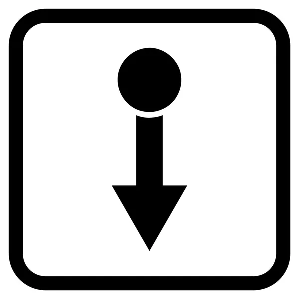 Tire hacia abajo el icono del vector en un marco — Vector de stock