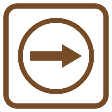 Sağ ok vektör simgesi bir çerçeve içinde yuvarlak