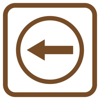 Sol ok vektör simgesi bir çerçeve içinde yuvarlak