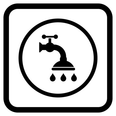 Duş musluk vektör simgesi bir çerçeve içinde