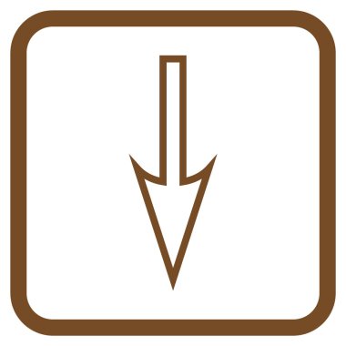 Vektör simgesi bir çerçeve içinde aşağı ok keskin