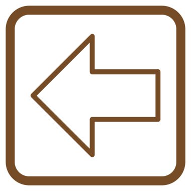 Ok sol vektör simgesi bir çerçeve içinde