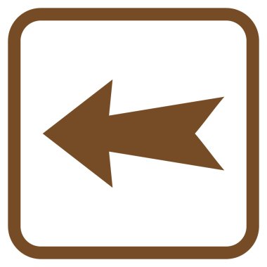 Ok sol vektör simgesi bir çerçeve içinde