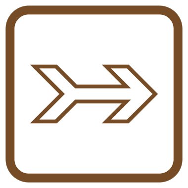 Ok sağ vektör simgesi bir çerçeve içinde