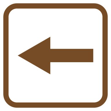 Ok sol vektör simgesi bir çerçeve içinde