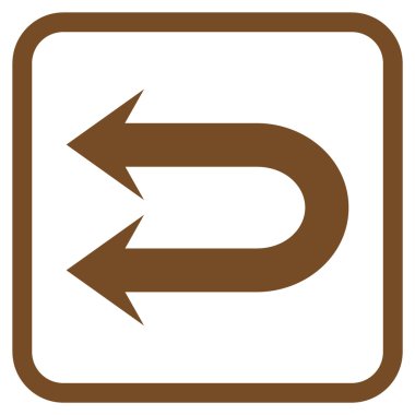 Çift sol ok vektör simgesi bir çerçeve içinde