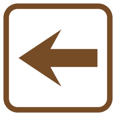 Ok sol vektör simgesi bir çerçeve içinde