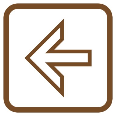 Ok sol vektör simgesi bir çerçeve içinde