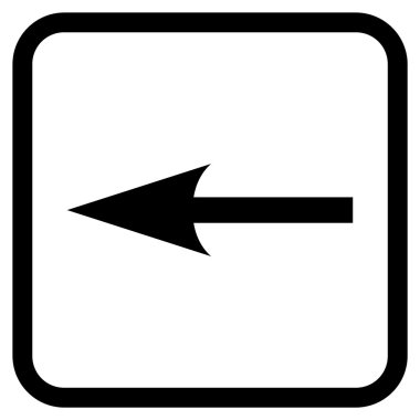 Keskin ok sol vektör simgesi bir çerçeve içinde