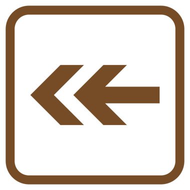 Ok sol vektör simgesi bir çerçeve içinde