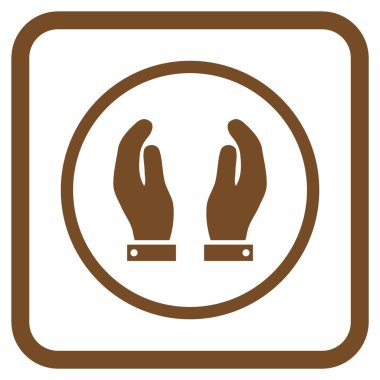 Bakım el vektör simgesi bir çerçeve içinde