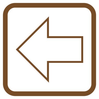 Ok sol vektör simgesi bir çerçeve içinde