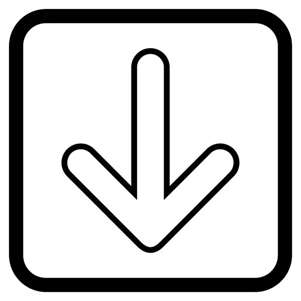 Flecha redondeada hacia abajo Vector icono en un marco — Archivo Imágenes Vectoriales