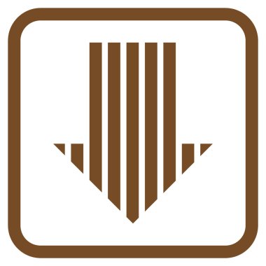 Vektör simgesi bir çerçeve içinde aşağı çizgili ok