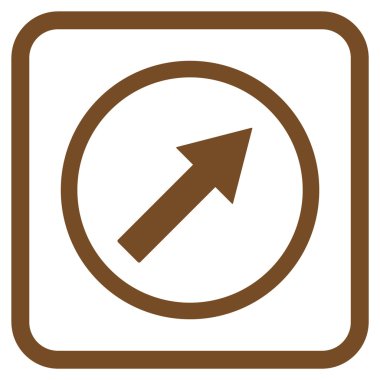 Yukarı sağ yuvarlak ok vektör simgesi bir çerçeve içinde