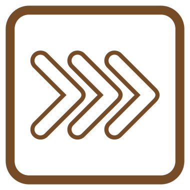 İşaretçi doğru vektör simgesi bir çerçeve içinde üçlü