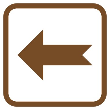 Ok sol vektör simgesi bir çerçeve içinde