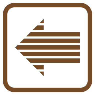 Şerit ok sol vektör simgesi bir çerçeve içinde