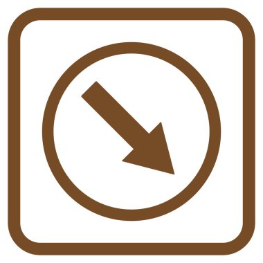 Aşağı doğru yuvarlak ok vektör simgesi bir çerçeve içinde