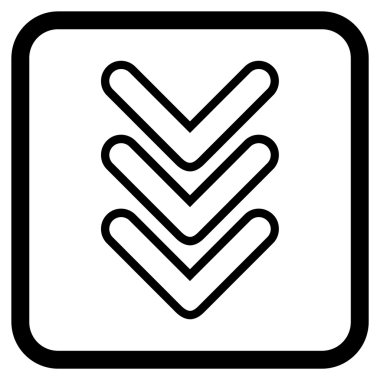 İşaretçi vektör simgesi bir çerçeve içinde aşağı üçlü