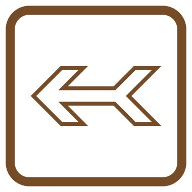 Ok sol vektör simgesi bir çerçeve içinde