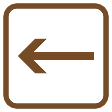 Ok sol vektör simgesi bir çerçeve içinde