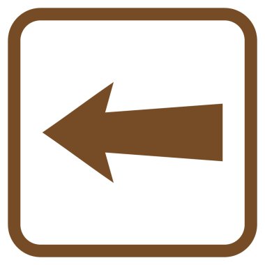 Ok sol vektör simgesi bir çerçeve içinde