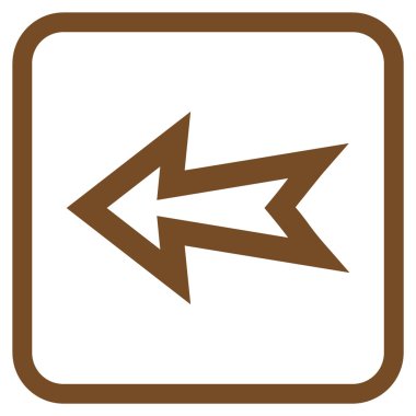 Ok sol vektör simgesi bir çerçeve içinde