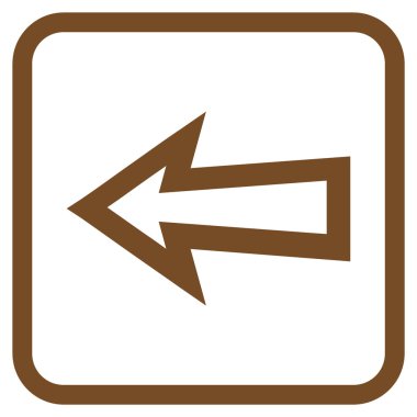 Ok sol vektör simgesi bir çerçeve içinde