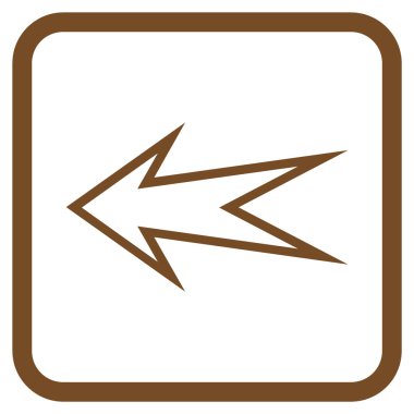 Ok sol vektör simgesi bir çerçeve içinde